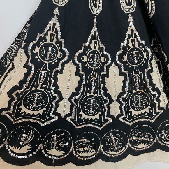 Miss Me Sequin Skirt S Womens Chain Embellished A-Line Printed Sweep Zip Side - Picture 2 of 6